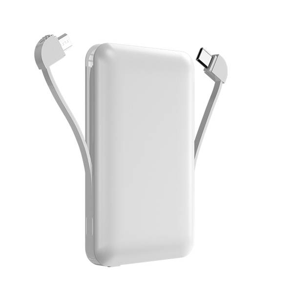 S0515 which 5000mAh White Power Bank Built-in Android Cable and Type-C Cable