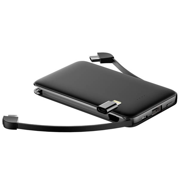  S0510 which 5000mAh Black Power Bank Built-in Android Cable and Type-C Cable