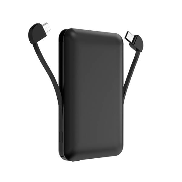 S0510 which 5000mAh Black Power Bank Built-in Android Cable and Type-C Cable