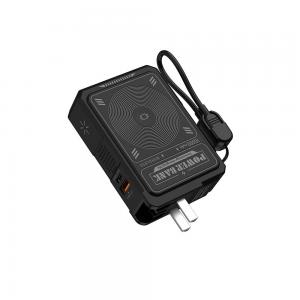 RINSTAR AC1006 Black 6-in-1 Magnetic Power Bank Indicator LED Light 10000mAh Power Station With AC Wall Charger Plug