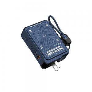 RINSTAR AC1006 Blue 6-in-1 Magnetic Power Bank Indicator LED Light 10000mAh Power Station With AC Wall Charger Plug 